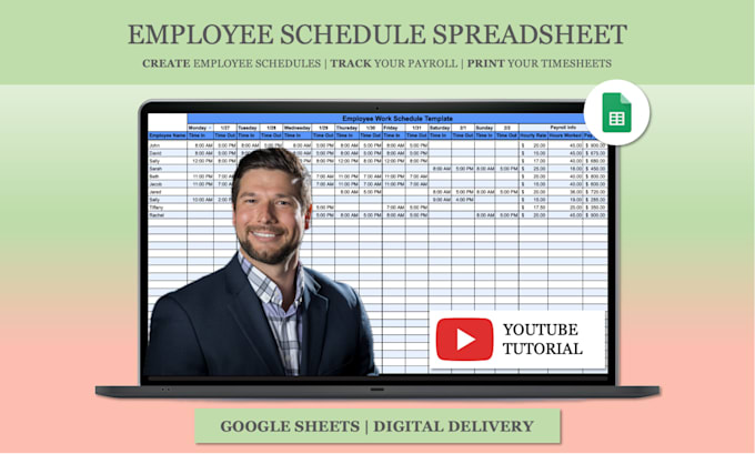 Gig Preview - Send an employee work schedule template google sheets