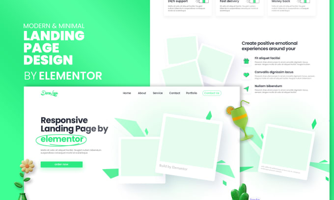 Gig Preview - Create responsive landing page using elementor