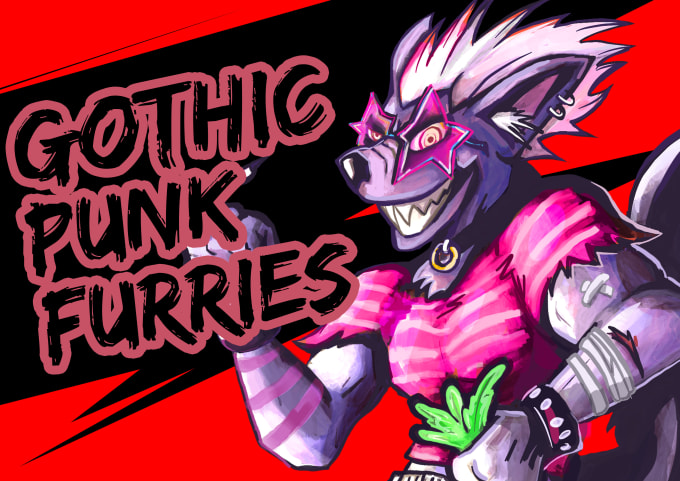 Gig Preview - Make a gothic punk furry illustration