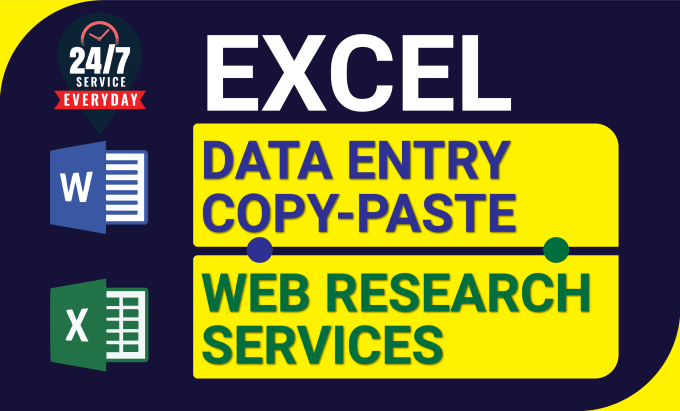 Gig Preview - Do fastest data entry, copy paste, web research, microsoft excel