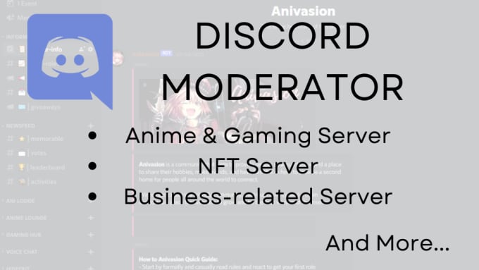 Gig Preview - Be your discord moderator