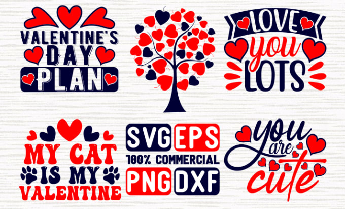 Gig Preview - Give creative valentines day svg tshirt design bundle for etsy and others