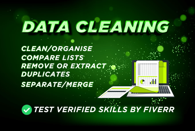 Gig Preview - Do excel data cleaning, organize, compare, extract or remove duplicates, format