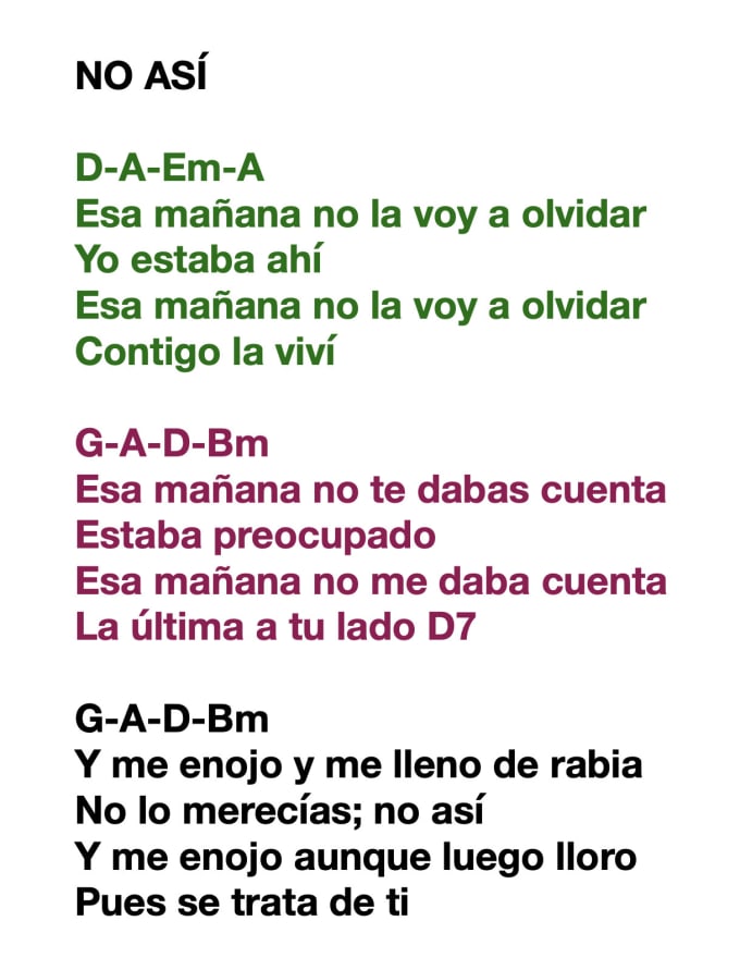 Bestseller - write a song, melody and chords but in spanish only