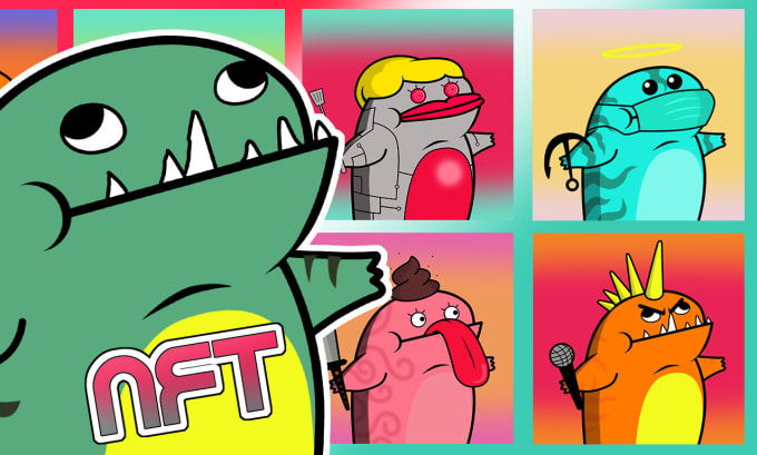 Gig Preview - Draw cute monster cartoon mascot nft collection