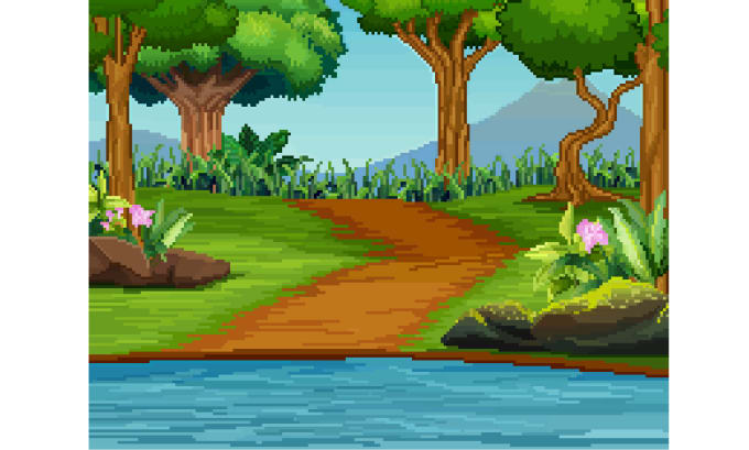 Gig Preview - Make a pixel art background of a scene or illustration for you