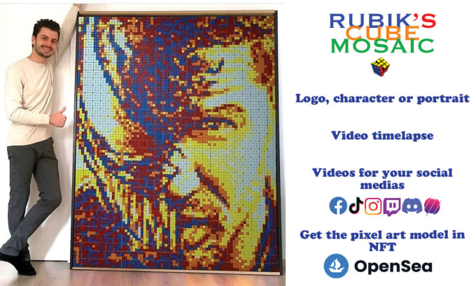 Bestseller - create pixel art mosaic portrait with 800 rubiks cubes