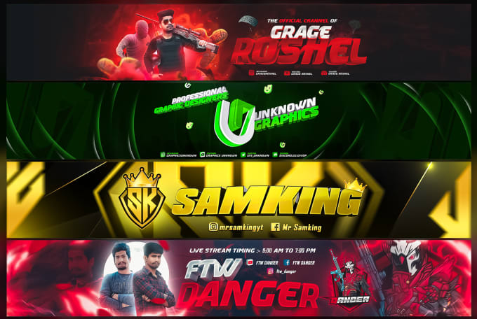 Gig Preview - Design a youtube banner,gaming banner,twitch banner,header