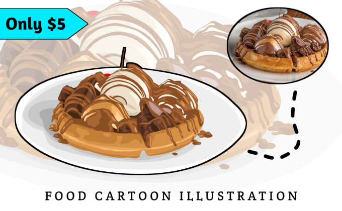 Gig Preview - Draw your food and drink into cartoon illustration