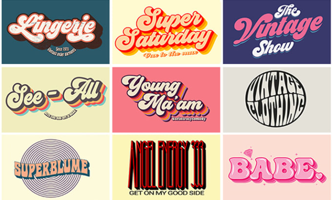 Gig Preview - Design 3d 70s vintage retro typography for t shirt and logo