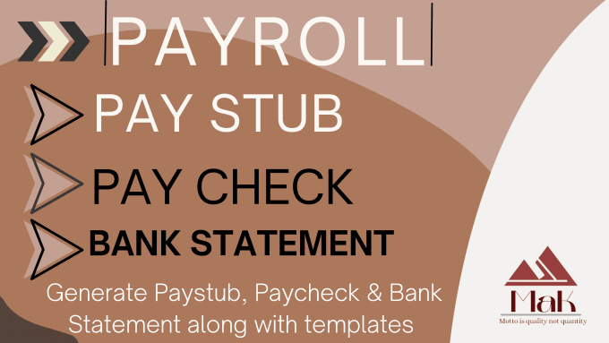 Gig Preview - Do paystub check stub pay slip bank statement payroll