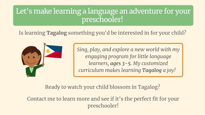 Gig Preview - Teach tagalog to young children, ages 3 to 5 years old