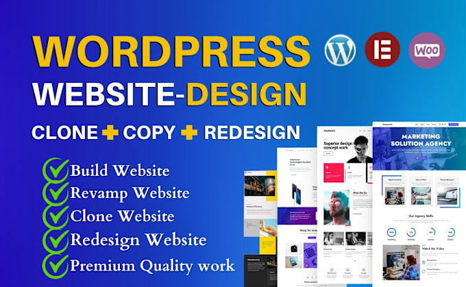 Gig Preview - Design,redesign,clone,copy,rebuild,revamp,duplicate modern wordpress website