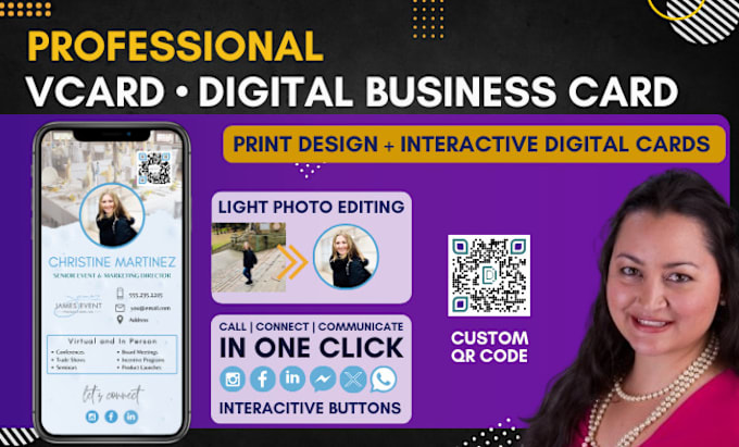 Gig Preview - Design a professional printable and digital, business card vcard