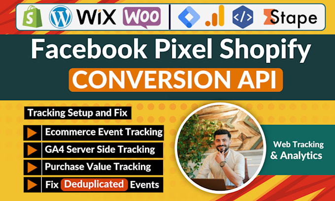 Gig Preview - Setup meta facebook pixel shopify, conversion API, wordpress via GTM, ga4