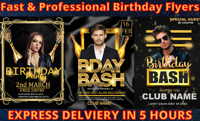 Gig Preview - Design birthday  flyers invitations or banners within 5 hours