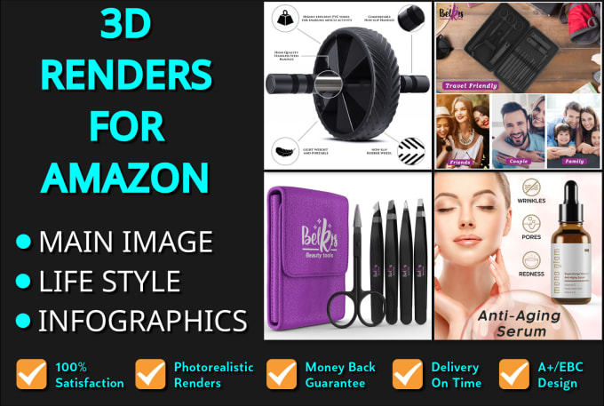 Gig Preview - Do 3d renders for amazon listing, photorealistic product rendering for amazon