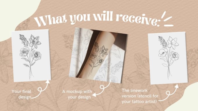 Gig Preview - Draw a customized unique floral tattoo design for you