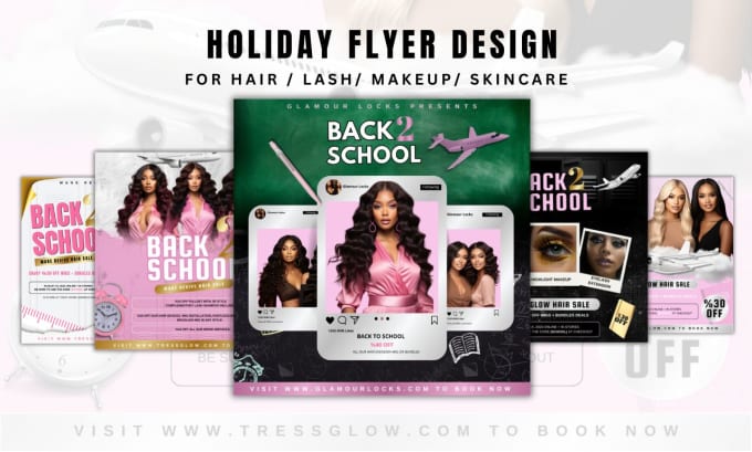 Gig Preview - Design holiday and back to school flyer for hair, lash, and makeup business