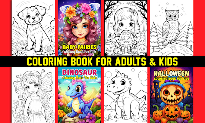 Gig Preview - Design adult coloring book kids coloring book  amazon kdp coloring book pages