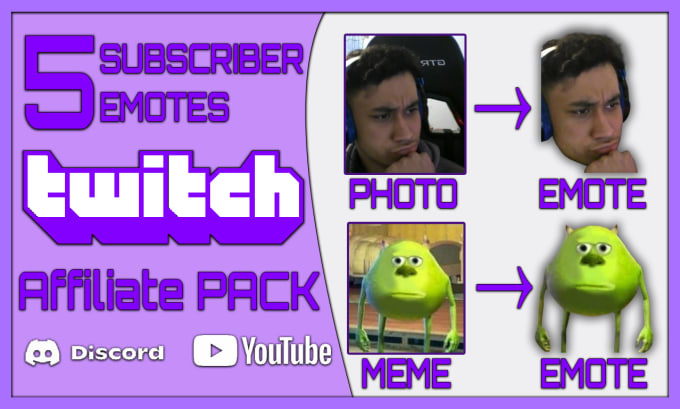 Bestseller - create 5 emotes for twitch with your photos or memes