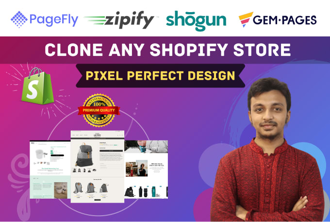 Gig Preview - Build shopify landing page with gempages pagefly layouthub shogun for sales