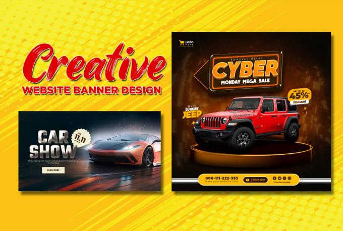 Gig Preview - Design professional website banner, slider, header, ads banner, shopify banners