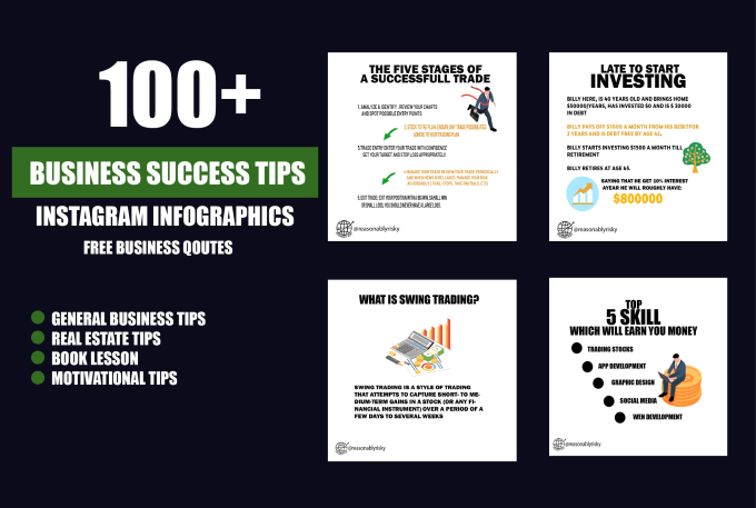 Gig Preview - Design success business tips instagram infographics quotes