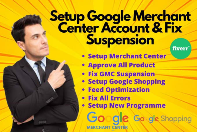 Gig Preview - Setup google merchant center account and fix suspension