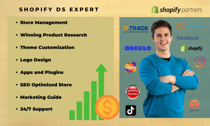 Gig Preview - Manage, research to add products and run ads on shopify dropshipping store