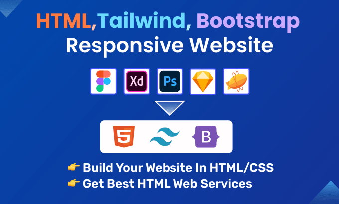 Gig Preview - Convert  figma to tailwind, html tailwind website, html website design