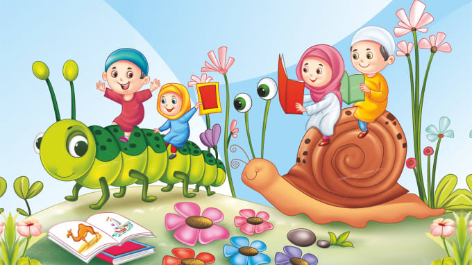 Gig Preview - Do islamic children illustrations for kid story, text books and covers