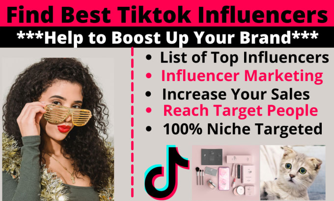 Gig Preview - Find tiktok influencer contact list for influencer marketing