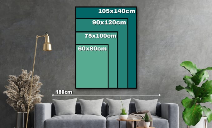 Gig Preview - Do canvas mockup or wall art mockup design for your canvas size guide