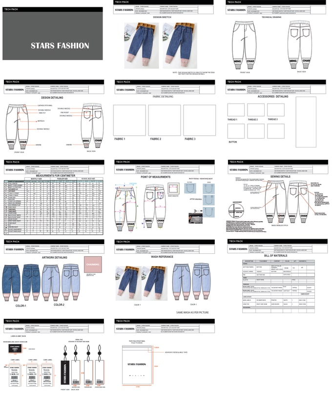 Gig Preview - Fashion design denim, jeans pant and jacket tech pack