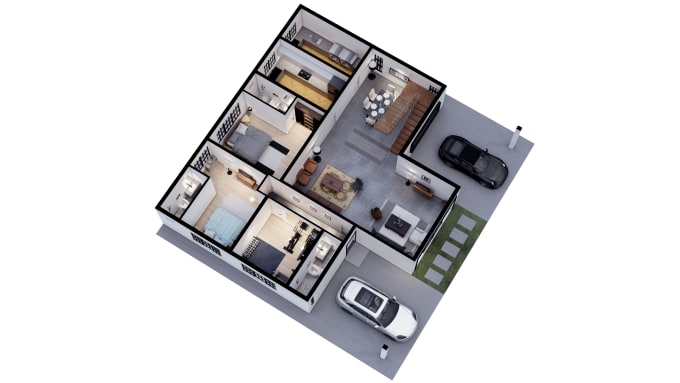 Gig Preview - Do interior 3d floor plan rendering and architectural walkthrough