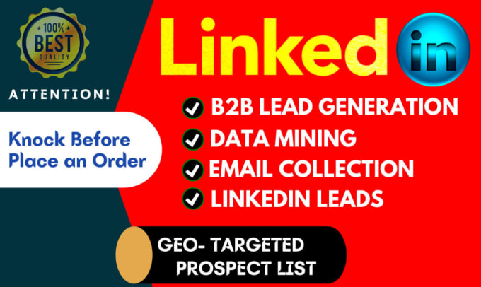 Gig Preview - Do professional b2b lead generation, targeted sales leads for your business