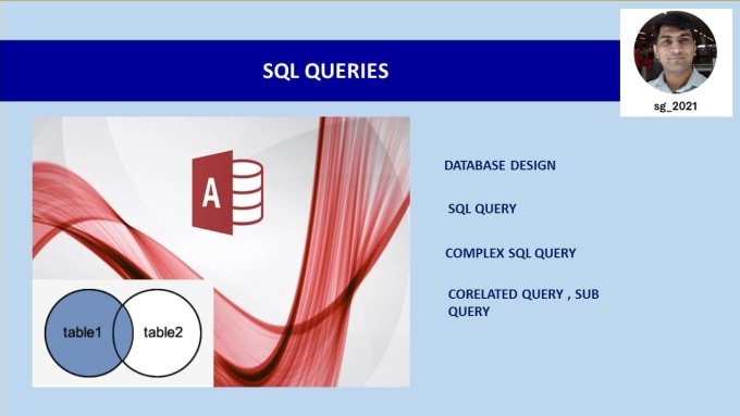 Gig Preview - Create database design and sql queries in ms access