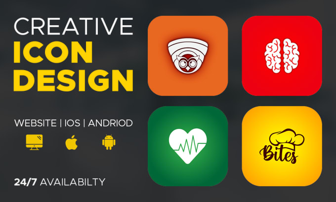 Gig Preview - Design modern mobile app icon or logo for android, IOS and website flat minimal