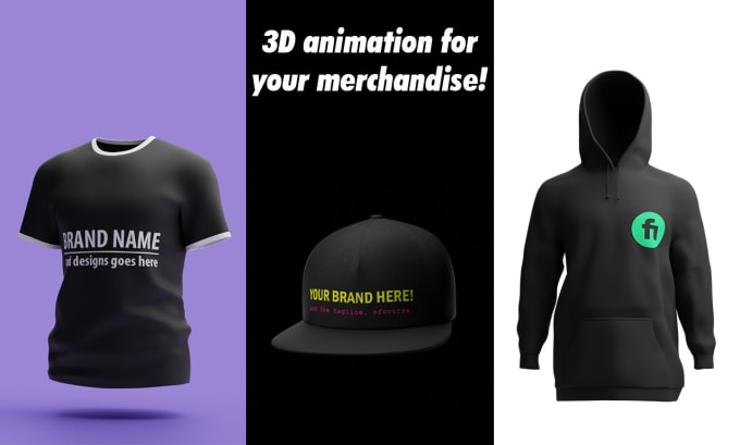 Gig Preview - Make 3d mockup animation of your merchandise tshirt hoodie