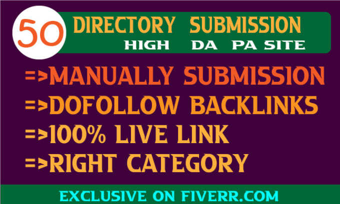 Gig Preview - Do instant approve 50 directory submissions live links