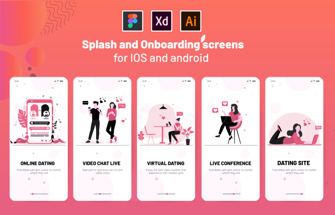 Gig Preview - Design splash screens and onboarding screens for mobile apps