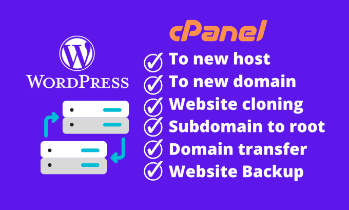 Gig Preview - Backup, transfer, move, migrate wordpress website to new host or domain quickly