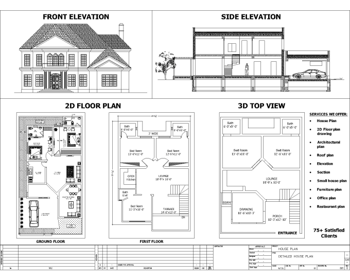 Gig Preview - Do 2d floor plan, house plan, elevations, in autocad