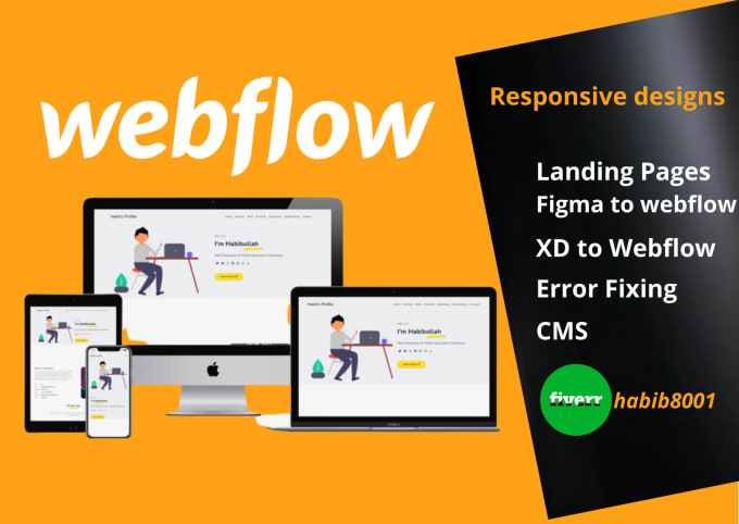 Gig Preview - Develop or rebuild responsive webflow landing page website