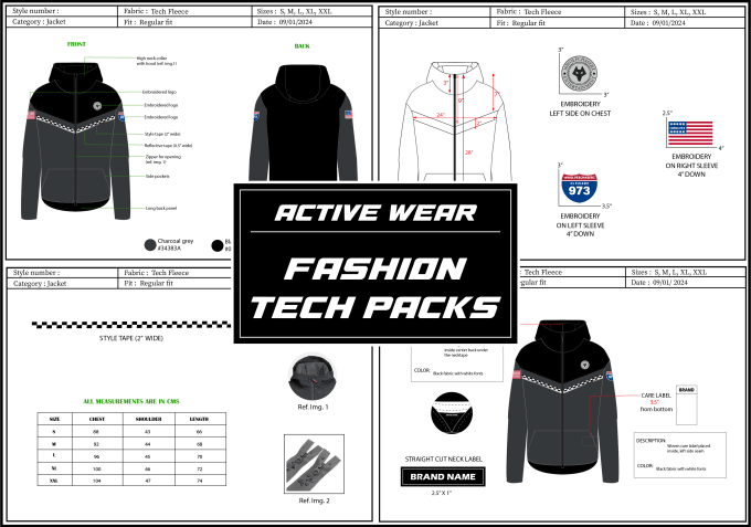 Gig Preview - Design active wear with detailed tech packs