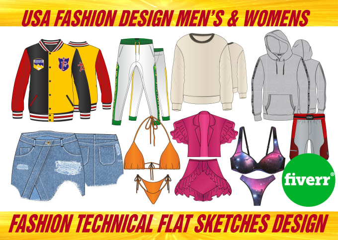 Bestseller - design cad apparel fashion technical flats sketch tech pack