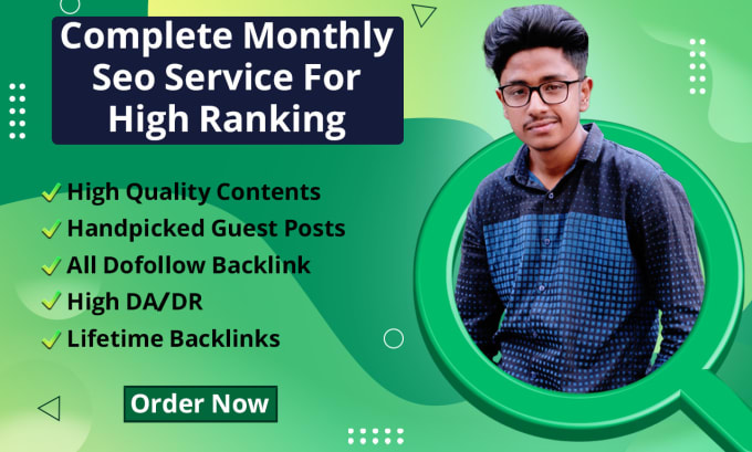 Gig Preview - Do monthly SEO services with high quality backlinks for google top ranking