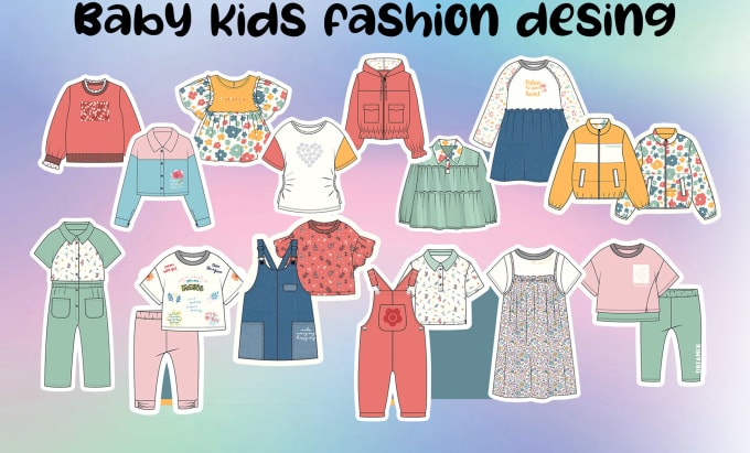 Gig Preview - Design tech pack baby flat sketch kids fashion illustration