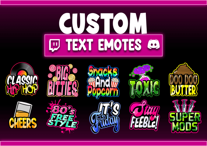 Gig Preview - Design text emote for streamer twitch, youtube, facebook